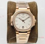 PFF Factory Patek Philippe Ladies-Nautilus Swiss 9015 Watch White Dial Diamond Bezel